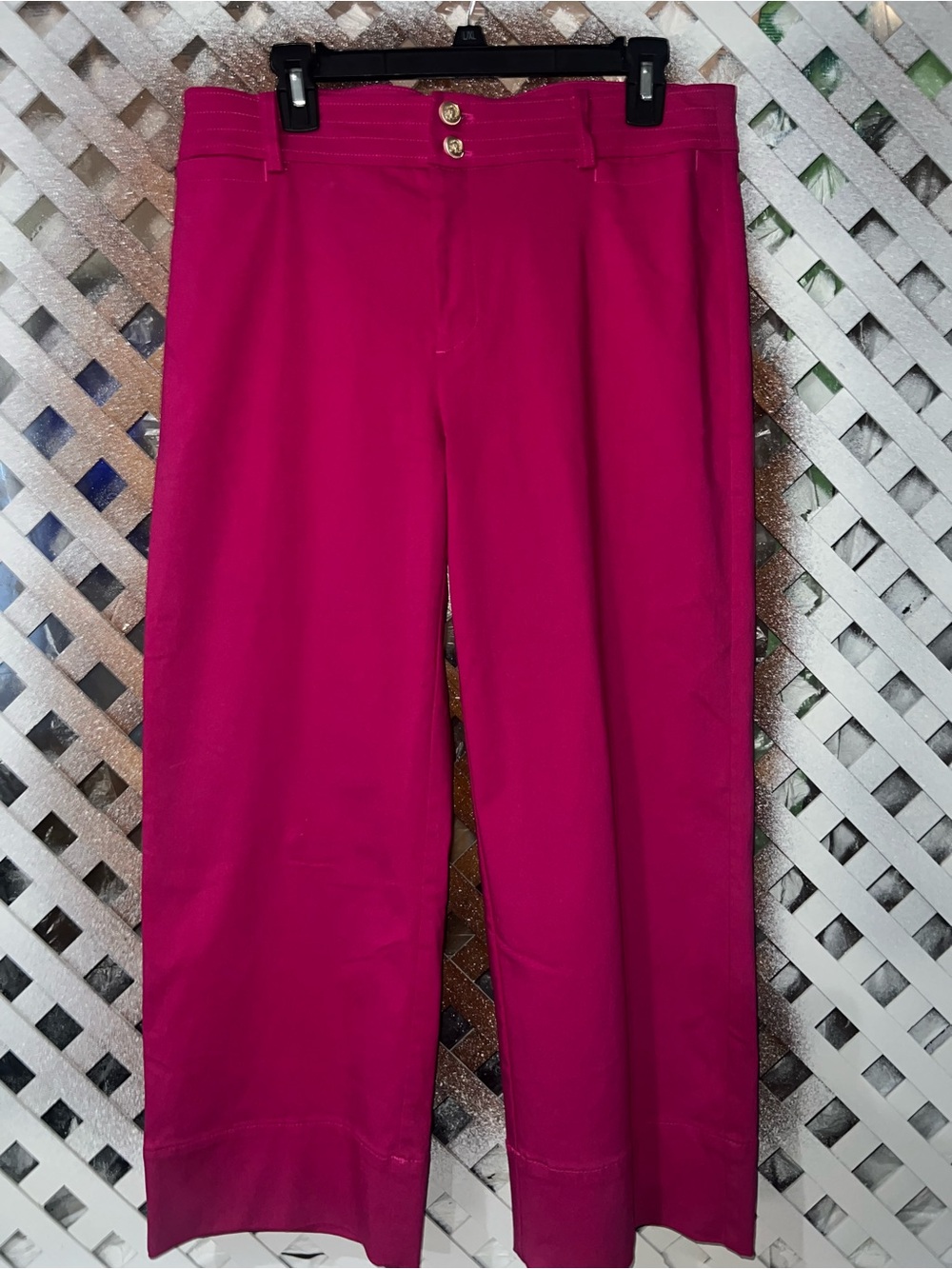 Chico’s Women’s Vibrant Fushia Cropped Wide Leg Capris size 10 (1.5)